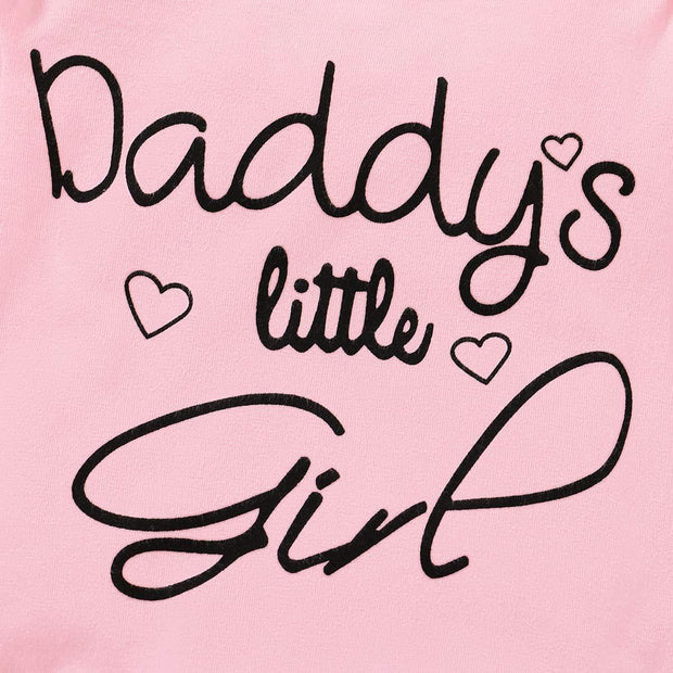 3PCS "Daddy's Little Girl" Letter Printed Rufffled Romper With Camouflage Printed Bowknot Pants Baby Girl Set
