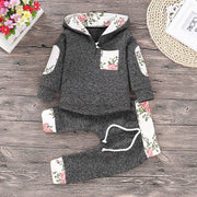 2-piece Floral Splicing Hoodie and Color Blocked Pants Set