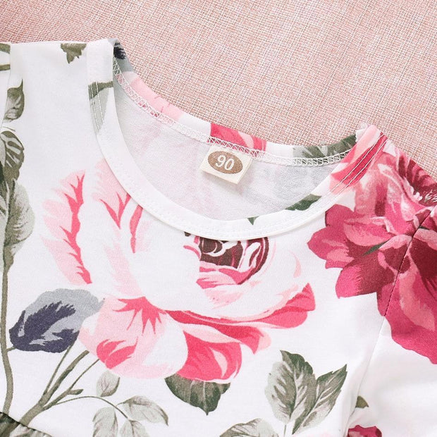 Floral Short-sleeve Top and Jeans Set