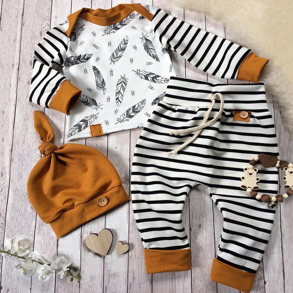 Baby Boy  Girl Striped Pants Clothes Outfits Set