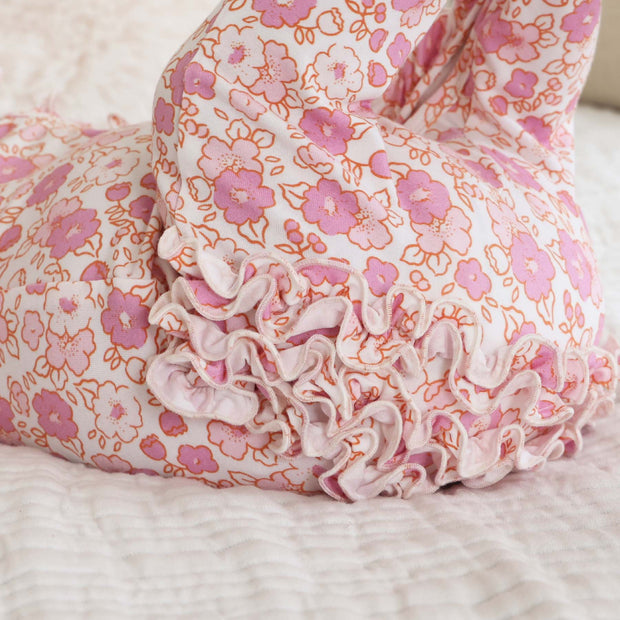 2PCS Sweet Floral Printed Long Sleeve Baby Jumpsuit