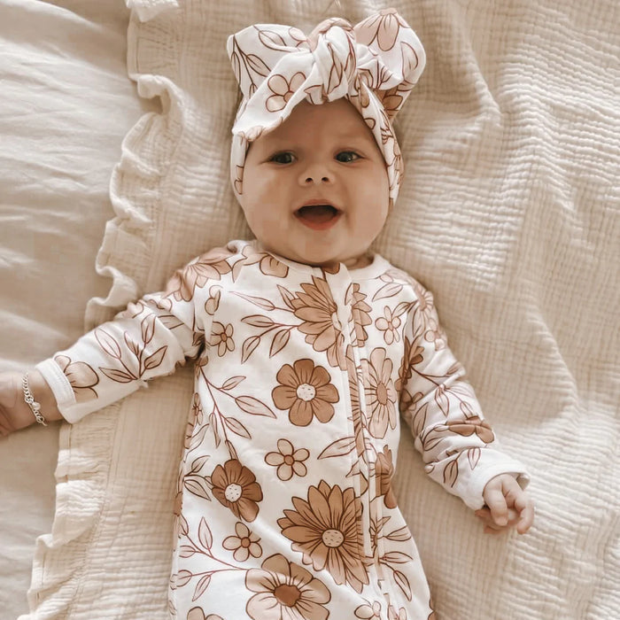 2PCS Lovely Floral Printed Baby Long Sleeve Jumpsuit