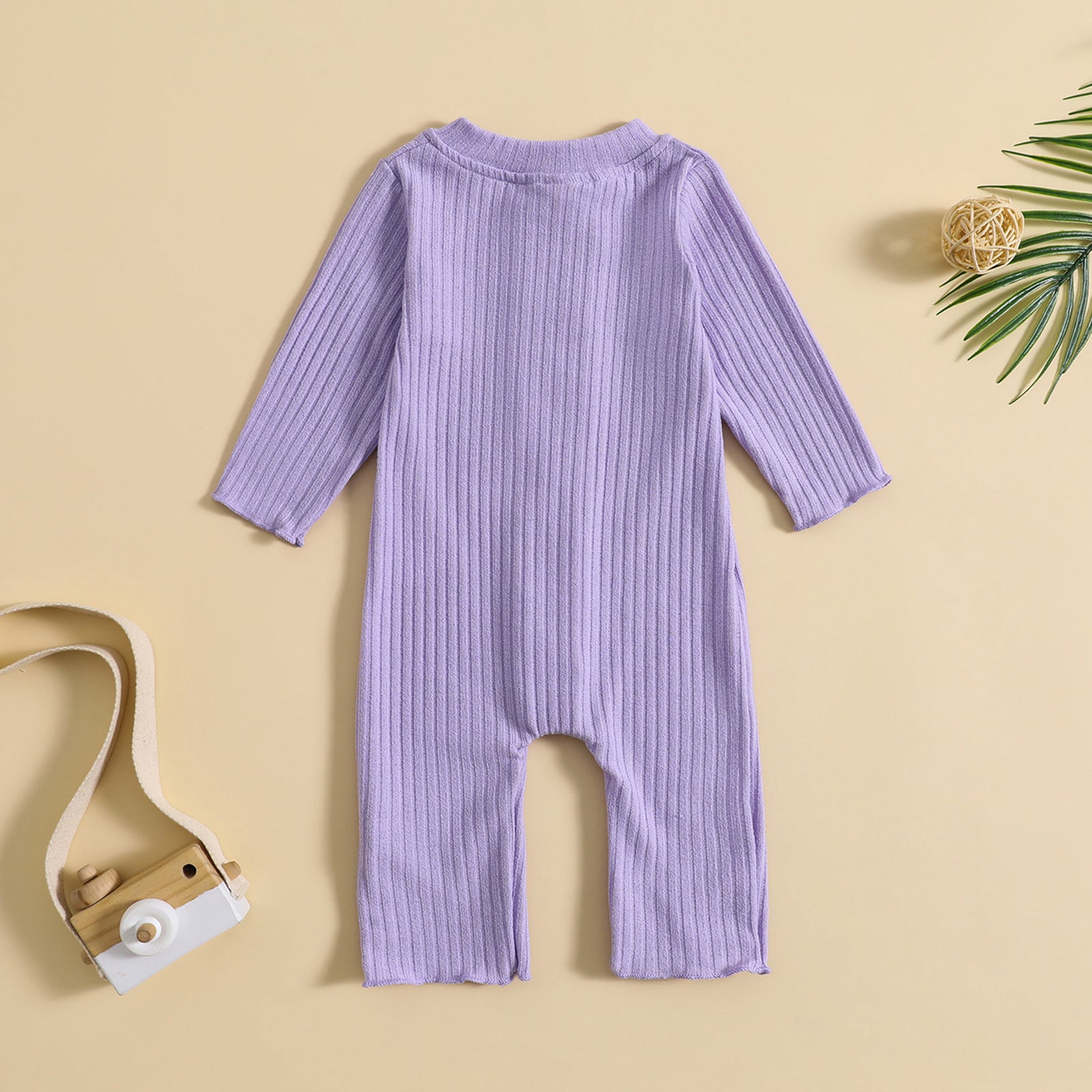 Lovely Solid Color Baby Long Sleeve Jumpsuit