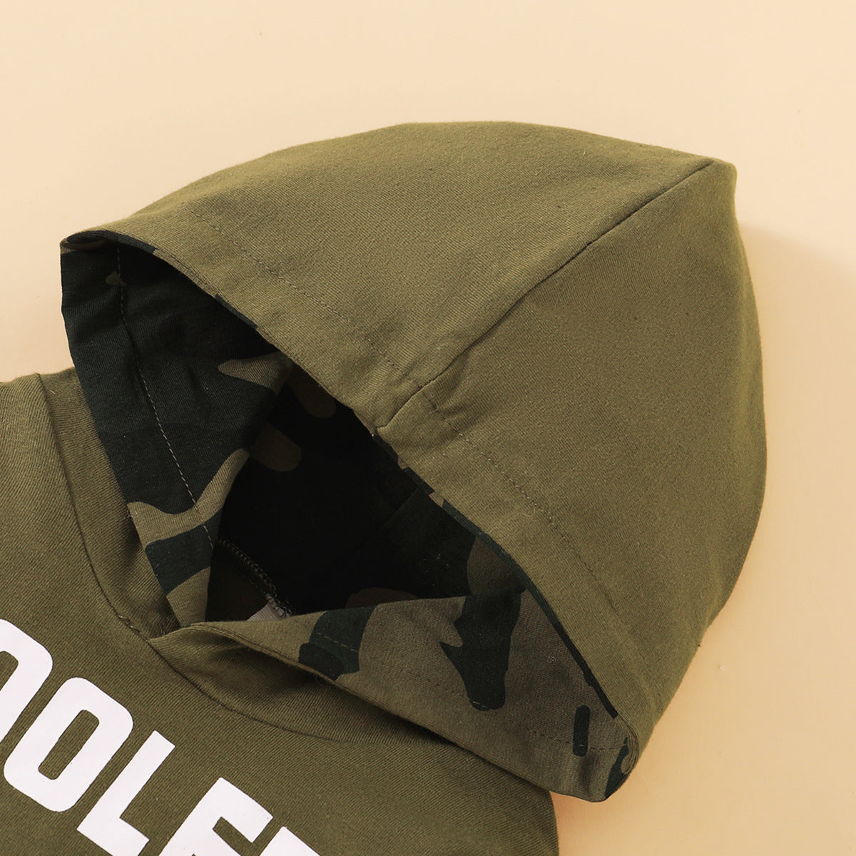 2PCS "COOLER VERSION OF DAD" Letter Printed Hoodie with Camo Pants Baby Set