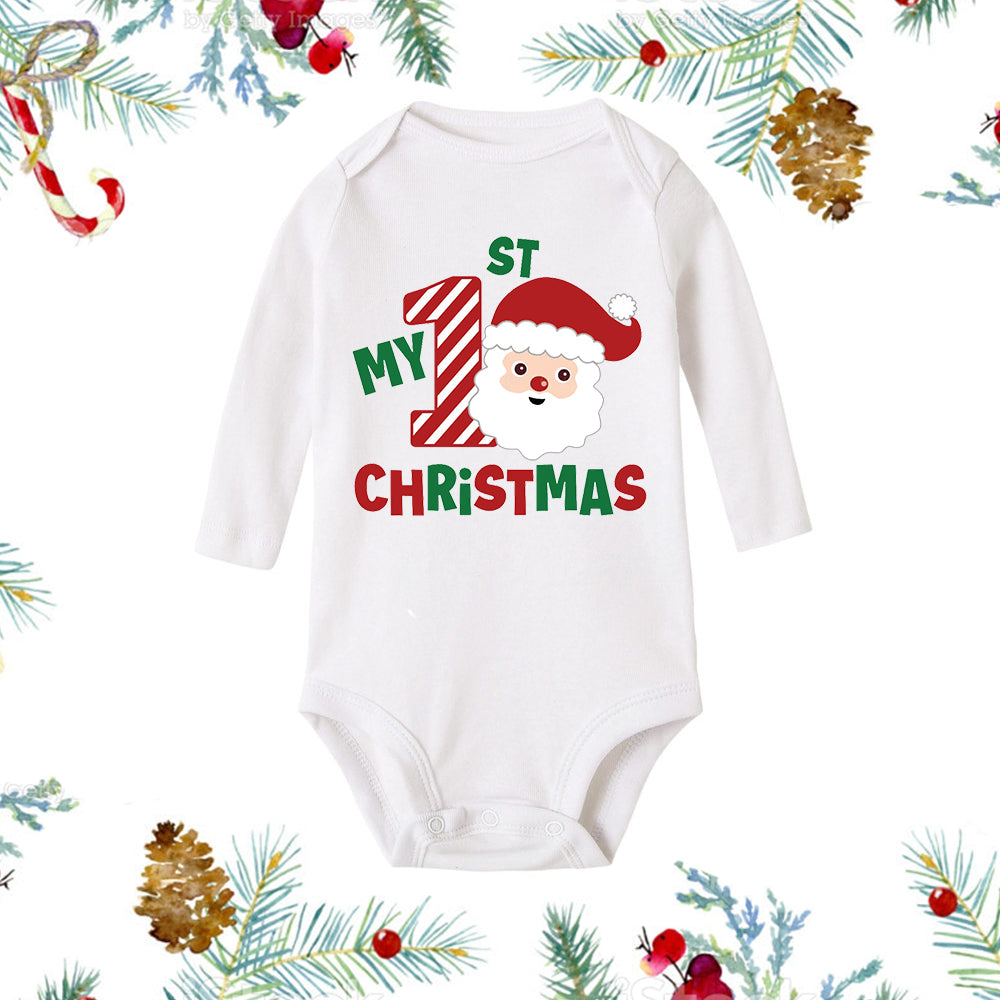 My First Christmas Letter Printed Baby Romper