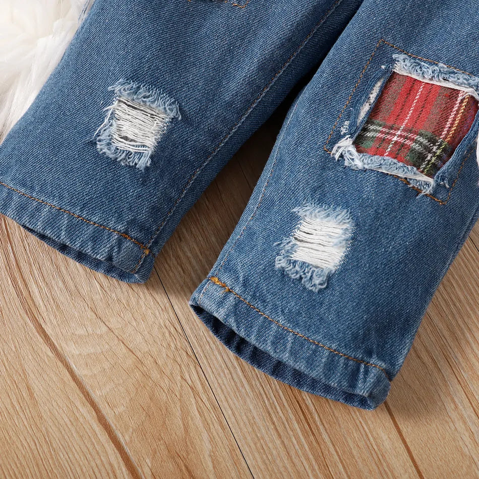 Ensemble bébé imprimé à carreaux de Noël 3PCS
