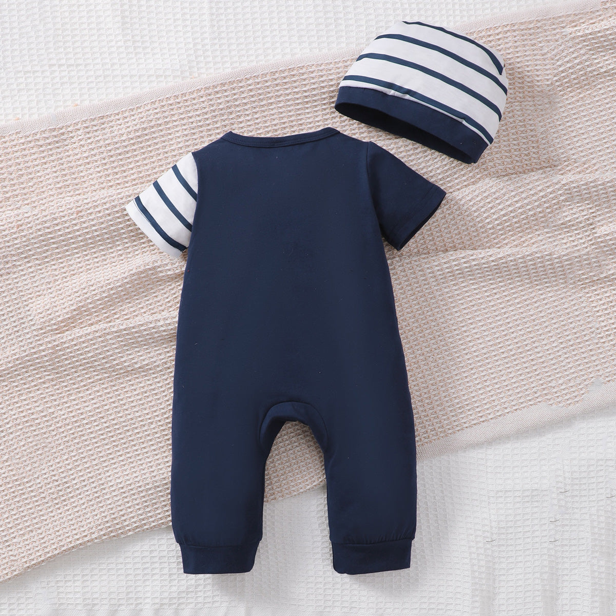 Combinaison pour bébé à manches courtes, 2 pièces, joli imprimé éléphant de dessin animé