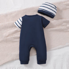Combinaison pour bébé à manches courtes, 2 pièces, joli imprimé éléphant de dessin animé