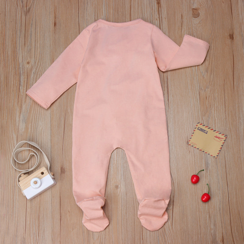 Lovely Solid Color Long Sleeve Baby Jumpsuit