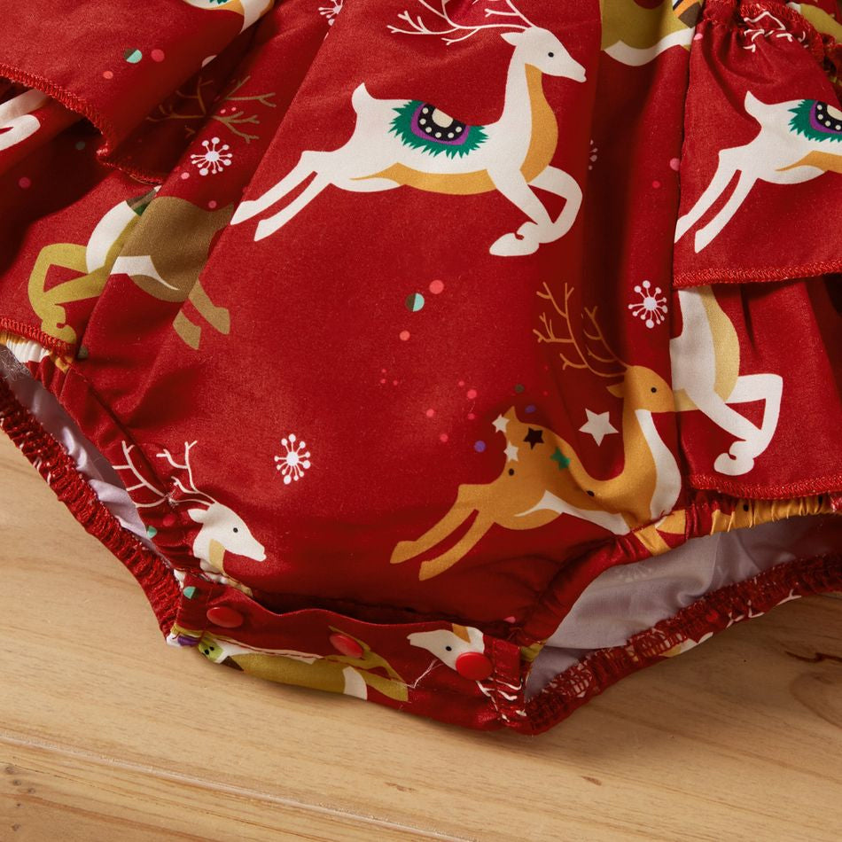 2PCS My 1st Christmas Letter and Elk Print Baby Romper