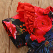 2PCS Sweet Full Rose Printed Baby Girl Jumpsuit