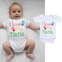 Barboteuse « I Love My Nana » pour nouveau-né, garçon et fille.