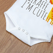 "You Bet Giraffe I'm Cute"Lovely Letters Giraffe Printed Short-sleeve Baby Romper