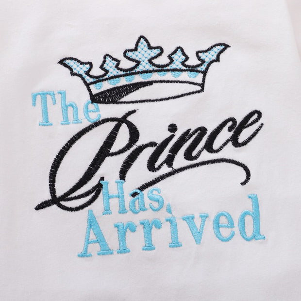 2PCS "The prince Has Arrived" Letters Printed Baby Jumpsuit