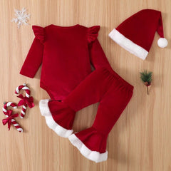 3PCS Christmas Santa Baby Letter Printed Baby Set