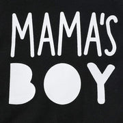 Cute "Mama's Boy" Letter Black Line Printed Long Sleeve Baby Boy Hoodie Jumpsuit