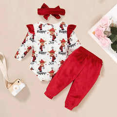 Ensemble bébé 3 pièces imprimé lettre de joie de Noël pour bébé