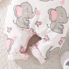 2 peças de macacão de bebê com estampa de elefante doce