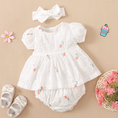 Conjunto de bebê com estampa floral adorável 3 peças