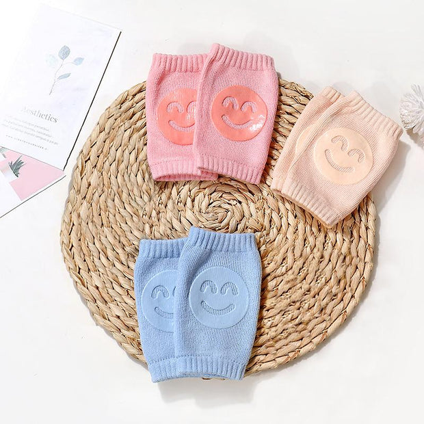 Baby Boy Girl Accessories Non Slip Crawling Smile Face Printed Knee Pads Protector Safety Kneepad