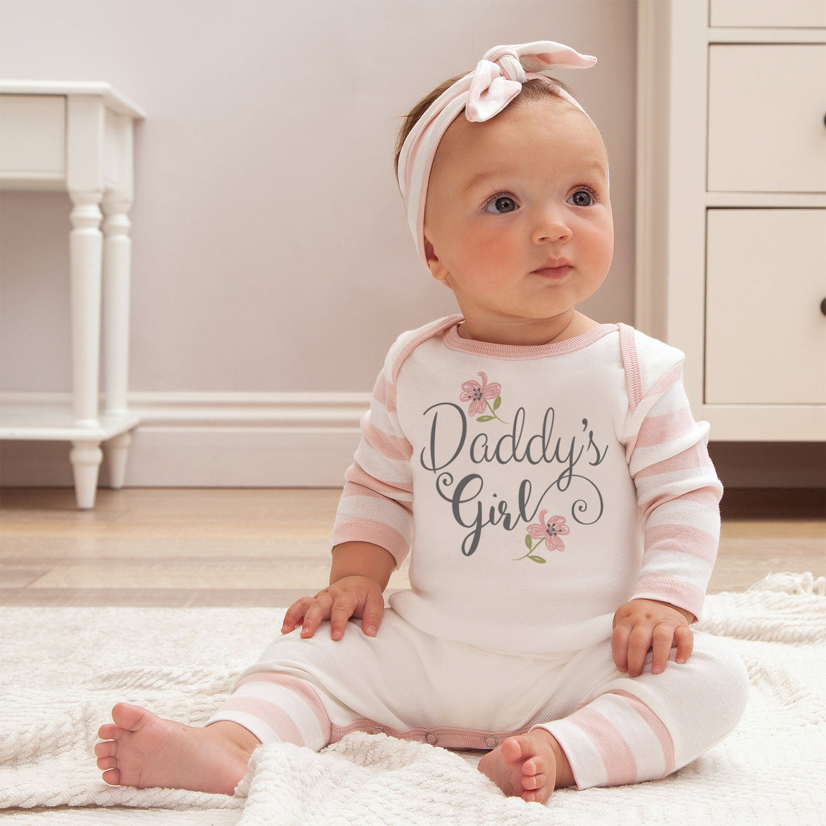 Combinaison bébé imprimée lettre papa fille 2 pièces