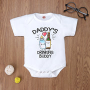 Infant Baby "Daddy's DRINKING BUDDY" Letter Printed Short Sleeve Romper