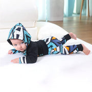 2PCS "Daddy's Little Dude" Letter Printed Baby Boy Hoodie Set
