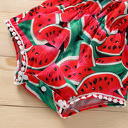 2PCS Lovely Watermelon Printed Baby Romper