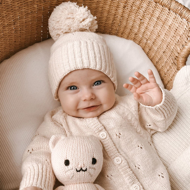 2PCS Thick Newborn Solid Color Knit Baby Jumpsuit