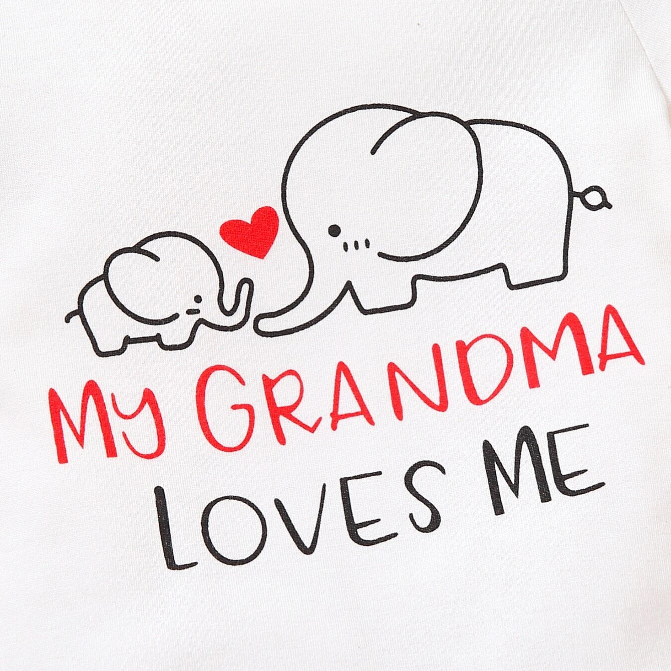 Lovely My Grandma Loves Me Barboteuse pour bébé avec lettre éléphant imprimée