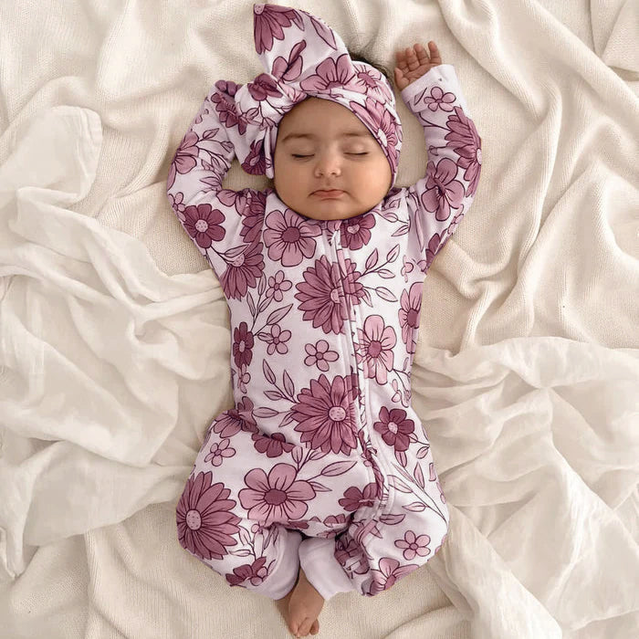 Combinaison à manches longues pour bébé, 2 pièces, imprimé floral doux