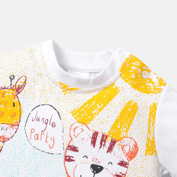 Lovely Colored Pencil Animals Printed Baby Jumpsuit