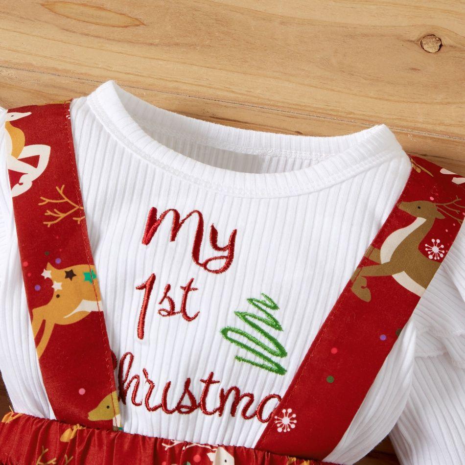 2PCS My 1st Christmas Letter and Elk Print Baby Romper