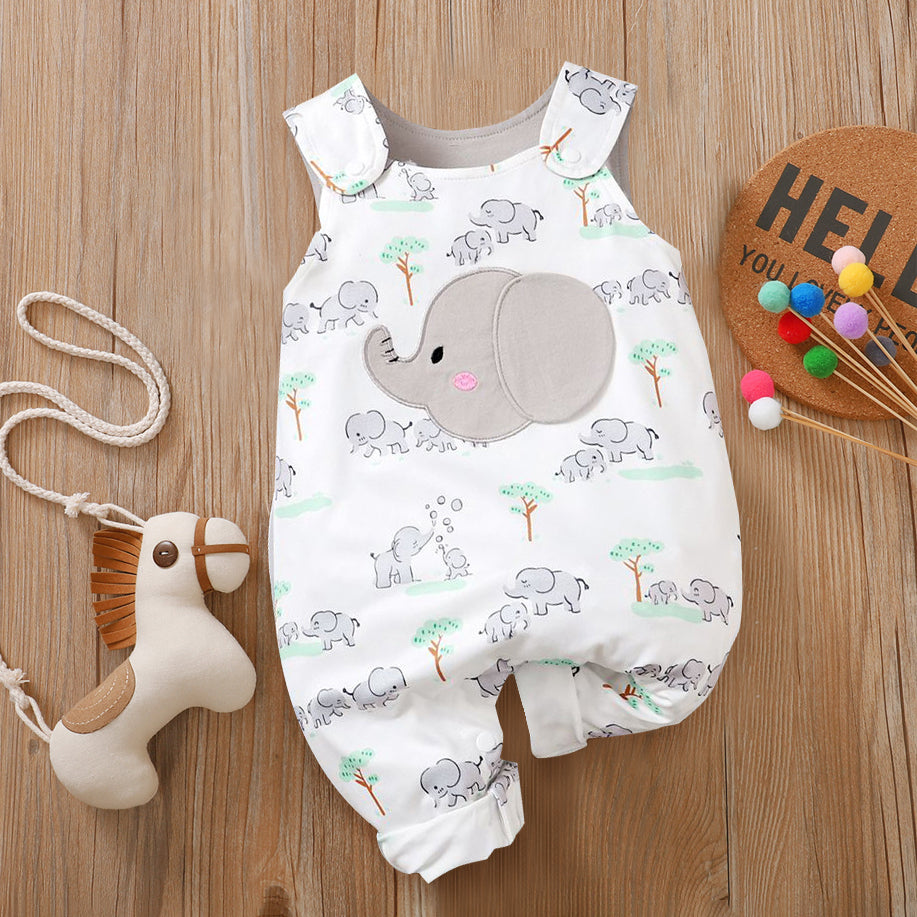 Combinaison bébé imprimée éléphant de dessin animé doux