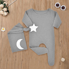 2PCS Lovely Moon Star Printed Baby Jumpsuit