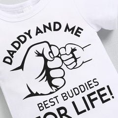 3PCS Daddy And Me Best Buddies For Life Conjunto de bebê impresso