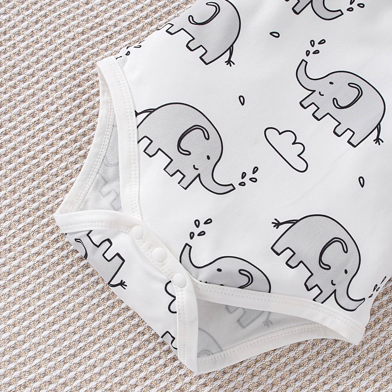 Ensemble bébé à manches courtes imprimé éléphant 2 pièces