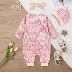 3PCS Cute Floral Printed Baby Jumpsuit