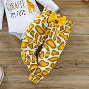 3PCS You Bet Giraffe I’m Cute Letter Printed Baby Set