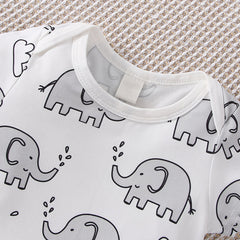Ensemble bébé à manches courtes imprimé éléphant 2 pièces