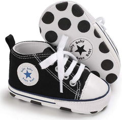 Baby Boys Girls Star High Top Sneaker Soft Anti-Slip First Walkers Denim Shoes