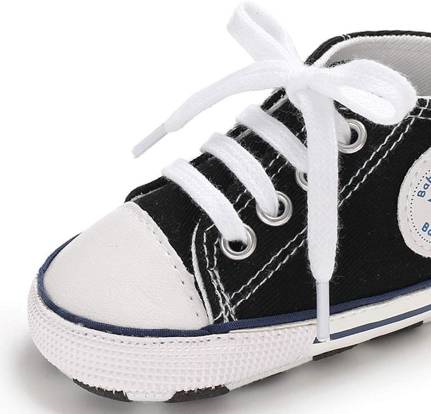 Baby Boys Girls Star High Top Sneaker Soft Anti-Slip First Walkers Denim Shoes