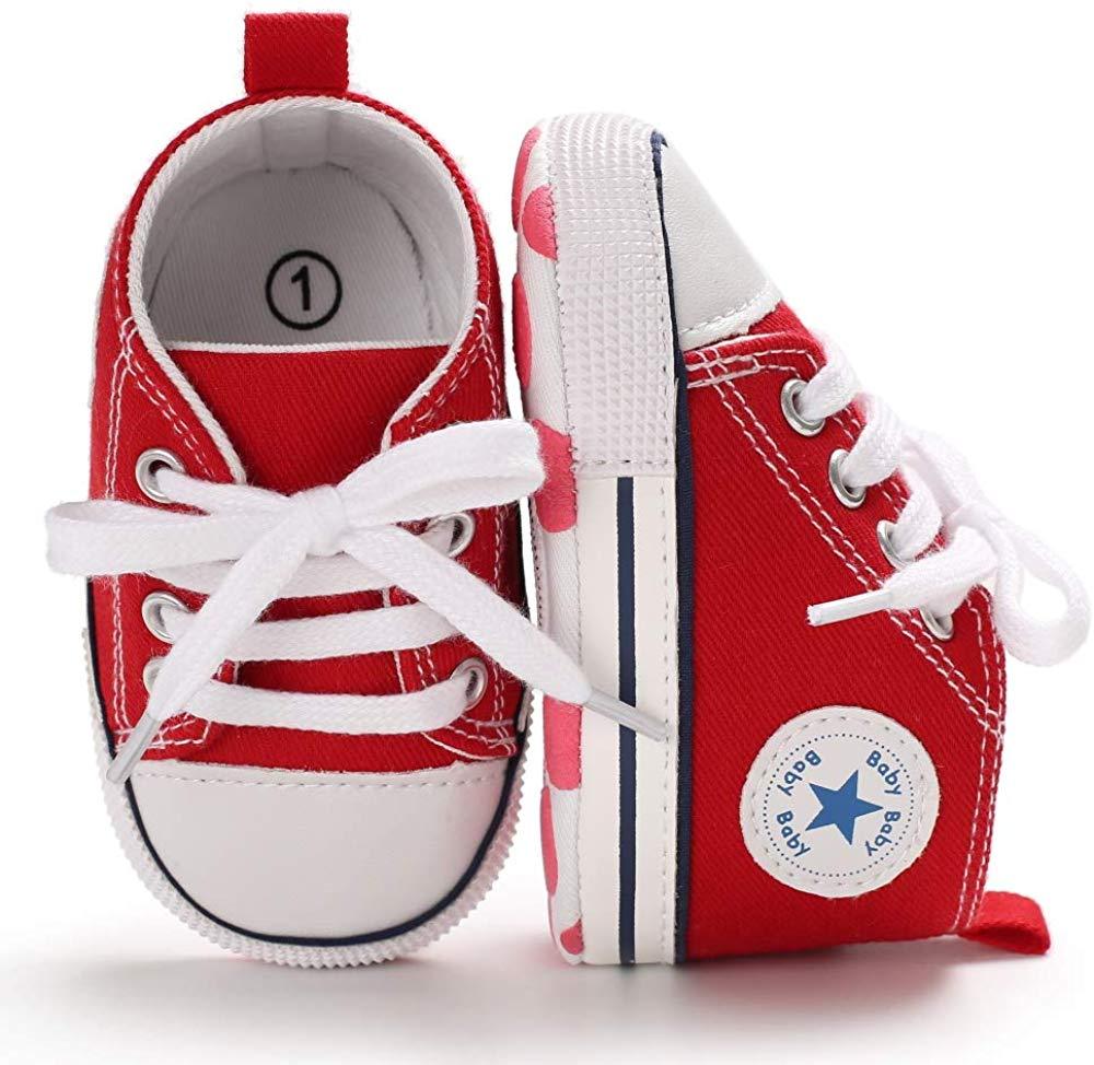 Baby Boys Girls Star High Top Sneaker Soft Anti-Slip First Walkers Denim Shoes