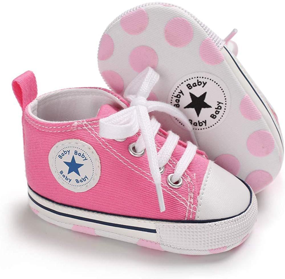 Baby Boys Girls Star High Top Sneaker Soft Anti-Slip First Walkers Denim Shoes