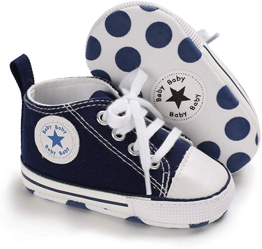 Baskets montantes étoiles pour bébés garçons et filles, chaussures en jean souples antidérapantes pour premiers pas
