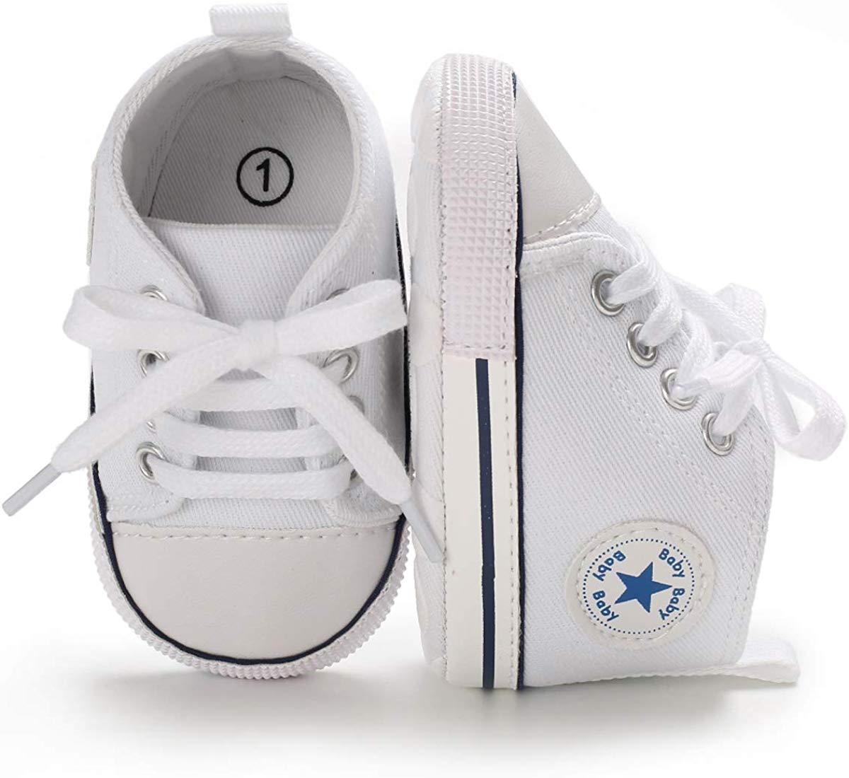 Baby Boys Girls Star High Top Sneaker Soft Anti-Slip First Walkers Denim Shoes