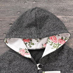 2-piece Floral Splicing Hoodie and Color Blocked Pants Set