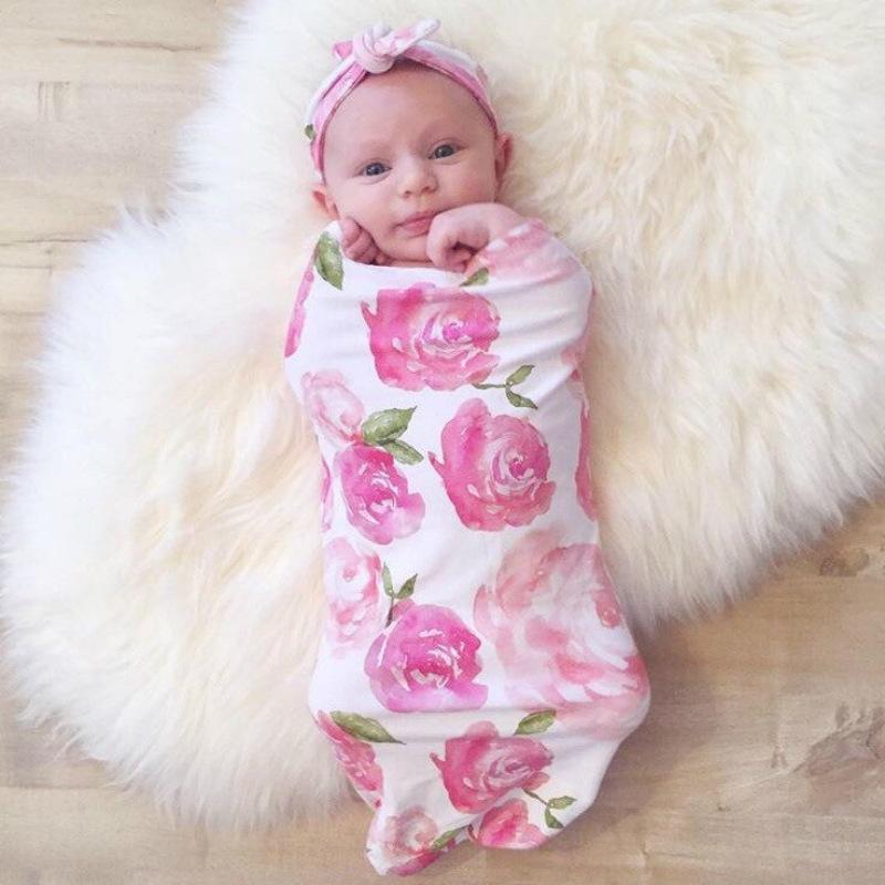 Joli pyjama et bandeau à imprimé floral pour bébé nouveau-né