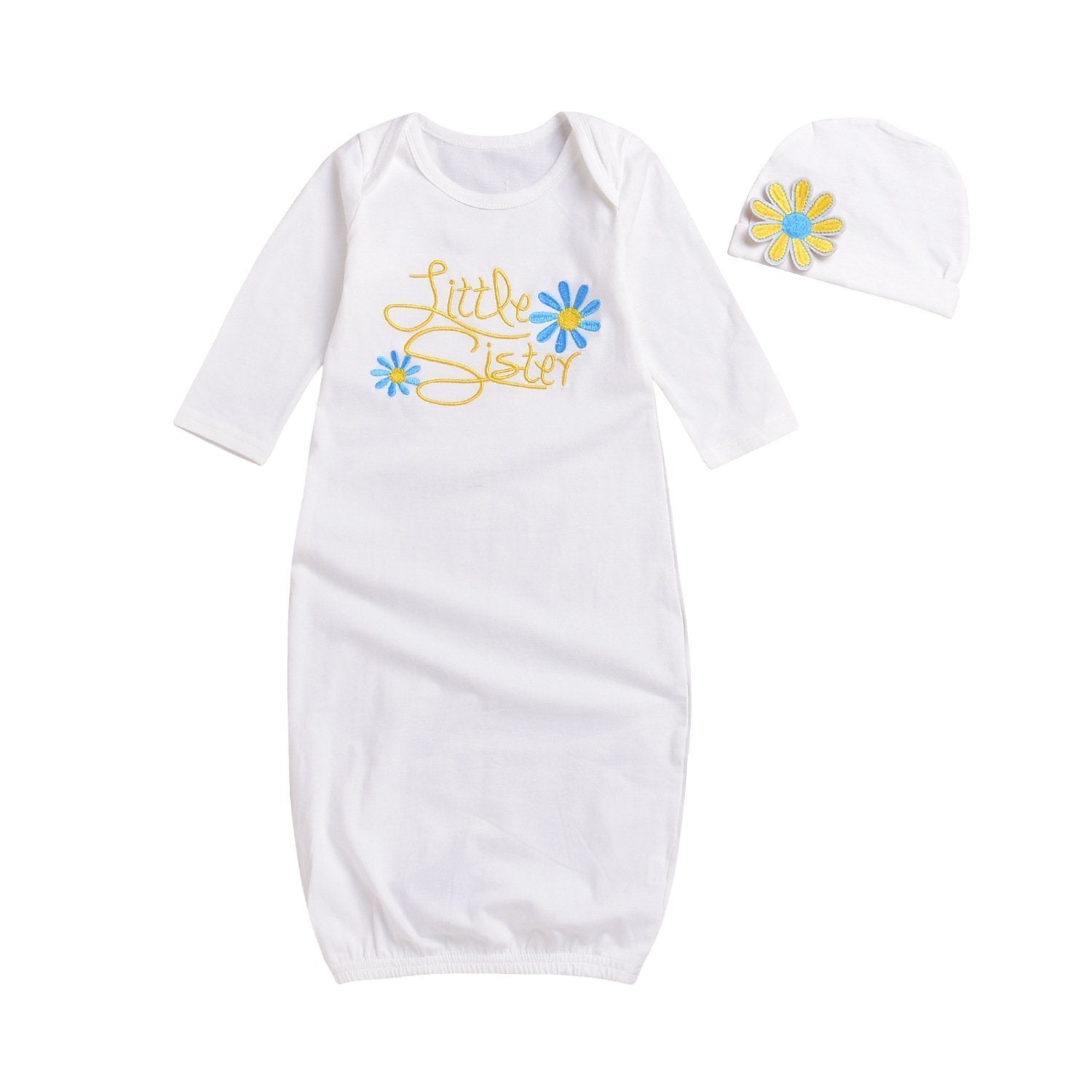 Baby  NewBorn Little Sister Floral Print Pajamas and Hat