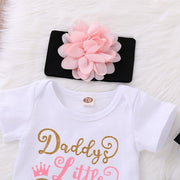 4pcs Letter Print Bodysuit+Floral Print Pants Baby Set